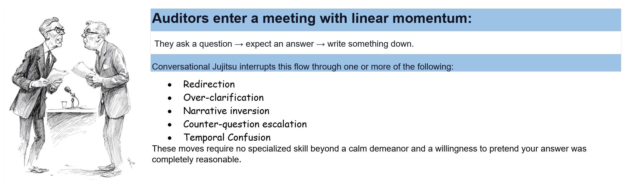 Conversational Jiu-Jitsu for Audit Meetings